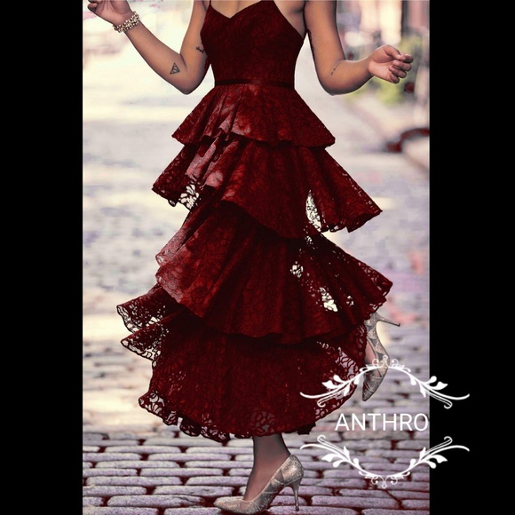 🥂 Anthropologie BHLDN Ruby Wine Dress - Picture 1 of 7